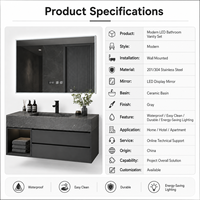Set Perlengkapan Kamar Mandi Mewah Modern dari Baja Anti Karat dengan Cermin LED dan Kabinet Dinding untuk Hotel dan Vila