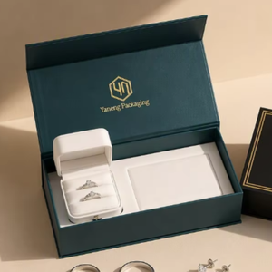 Manufacturer Wholesale Magnetic Flip-top <b>Rings</b> Earrings Pendants Custom Logo Eco-friendly Cardboard Jewelry <b>Box</b> for Packaging - Product Image 3