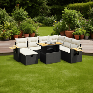 Set Divano da Giardino in Rattan Nero con Contenitore, 6 Posti, Arredamento da Esterno dal Design Contemporaneo - Product Image 2