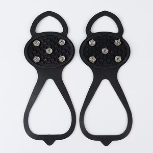 Crampons antidérapants à pointes <span class=keywords><strong>pour</strong></span> <span class=keywords><strong>la</strong></span> marche sur glace, crampons durables <span class=keywords><strong>pour</strong></span> chaussures et bottes avec 8 crampons en acier - Product Image 1
