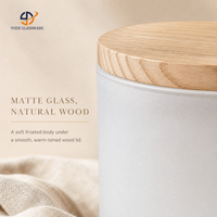 Porte-bougie cylindrique en verre mat avec couvercle, directement de l'usine, pour la décoration de table basse et les étagères de magasin de cadeaux