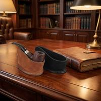 Support de pipe de luxe en similicuir suédé, options de matériaux doubles, doublure floquée, support anti-rayures pour pipes en bois de bruyère haut de gamme