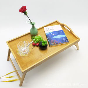 Bamboo folding <b>table</b>, large tray, bedside breakfast <b>table</b> <b>with</b> <b>legs</b> and double handles, hot-selling item for cross-border - Product Image 1