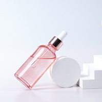 Flacons en verre transparent rose pour sérum, huile corporelle, cosmétiques, avec compte-gouttes rose doré, vides, 5, 10, 15, 20, 30, 50, 100 ml