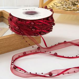 Ruban en organza perlé de 1 cm, élégant et de qualité supérieure, pour boîte de dragées de mariage et emballage de cadeaux de remerciement, 20 yards/rouleau - Product Image 5