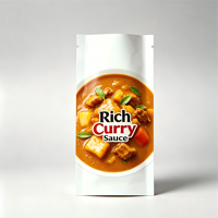 Sachet d'emballage alimentaire à faible MOQ, finition mate, scellé sur 3 côtés, pochette plate avec encoche de déchirement pour l'emballage de sauces