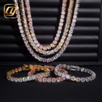 Venta al por mayor de fábrica: Cadena de tenis de moissanita VVS de plata S925 de 6.5mm, collar de diamantes chapado en oro rosa, joyería unisex de hip hop.