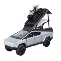 Modèles de voitures à l'échelle 1:24, Cyber Pickup Camping RV, voiture miniature en métal, jouet pour enfants, voiture avec moto
