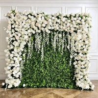 Mur de fleurs artificielles 3D en soie blanche de haute qualité, fait main, moderne et écologique, toile de fond en fausses roses pour mariage et fête