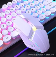 Clavier filaire de jeu T-WOLF T11, 104 touches, touches rétro-rondes, clavier LED de jeu, style punk, sensation mécanique