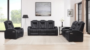 Set <span class=keywords><strong>di</strong></span> Divani per Home Theater <span class=keywords><strong>di</strong></span> Lusso in Stile Europeo Moderno con Sedili Reclinabili Elettrici in Ecopelle, Arredamento per Soggiorno - Product Image 5