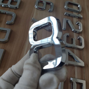 Modern Silver Chrome Gloss Finish 7X5 cm ABS <strong>Plastic</strong> Sign Adhesive Lettering Sticker Car Emblem Badge Chrome Number Plate <strong>Letter</strong> - Product Image 1
