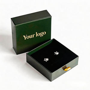 Boîte d'emballage <span class=keywords><strong>de</strong></span> bijoux en carton rigide avec logo personnalisé <span class=keywords><strong>de</strong></span> luxe, à glissière, pour collier, boucles d'oreilles, bague, bracelet - Product Image 4