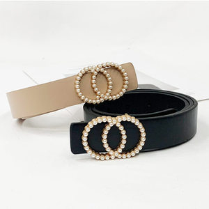 <span class=keywords><strong>Ceinture</strong></span> de robe élégante pour <span class=keywords><strong>femme</strong></span> ALB0137 avec nouvelle <span class=keywords><strong>boucle</strong></span> <span class=keywords><strong>double</strong></span> anneau en O, en cuir PU stylé et alliage durable avec accent perlé - Product Image 2