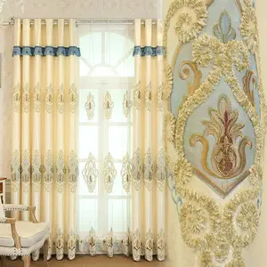 Embroidered Birds Sheer Curtains for Living Room Bedroom Dining Room Curtains & Drapes High-end Curtain Beige Tulle