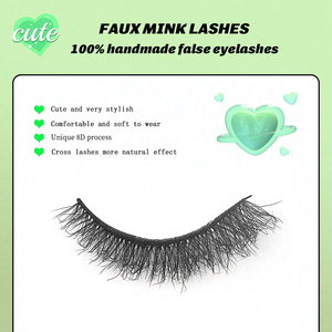 <span class=keywords><strong>Faux</strong></span> <span class=keywords><strong>cils</strong></span> en bande effet œil de chat ailé légers et vaporeux, en <span class=keywords><strong>faux</strong></span> vison, vert vif, en plateau papillon, naturels et volumineux - Product Image 6