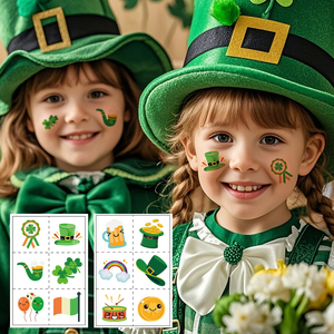 Nouveaux autocollants de tatouage de festival irlandais trèfle chapeau vert dessin animé St. Patrick's Day autocollants de tatouage imperméables - Product Image 1