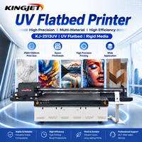 Impresora UV de Formato Grande KingJet 2500x1300mm, Solución de Impresión Industrial con CMYK, Blanco y Barniz para Vidrio, Madera y Metal