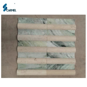 Materiale misto mattonelle di marmo cucina Backsplash fabbrica vendita direttamente in pietra naturale opaca curvo mattonelle di marmo <span class=keywords><strong>travertino</strong></span> mosaico - Product Image 6