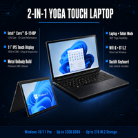 Laptop 360 Derajat Putar TX11 11 Inci Yoga Touch 1920x1200 IPS Intel Core I5-1240P 12 Core 16 Thread DDR4 32GB Windows 11 Pro