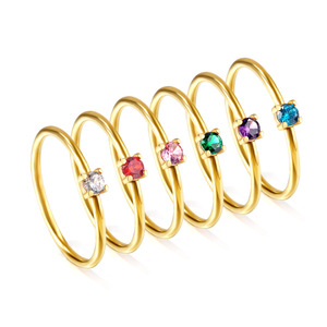 Zirconia cubica lucida impilata Fine18k oro placcato in acciaio inossidabile anello di diamanti all'ingrosso per feste regalo gioielli in zirconi cubici - Product Image 6