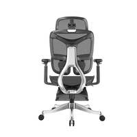 Chaise ergonomique à dossier dynamique en maille avec appuie-tête 4D, accoudoirs 5D en PU, repose-pieds réglable, pivotante - Idéale pour le bureau à domicile