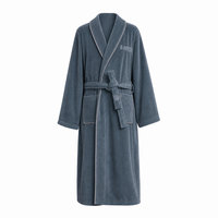 Peignoir de couple en coton éponge double face bleu épais, doux pour la peau, avec poches, pour adultes (idéal pour les marchés et les centres de villégiature)
