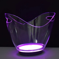 Haute qualité KTV Bar fête forme ovale Led luxe clignotant vin vodka whisky champagne seaux acrylique plastique seau à glace