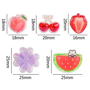 Perles de fruits transparentes en acrylique, fraise, cerise, de forme irrégulière, perforées, pour DIY, pinces à cheveux, accessoires décoratifs - Product Image 2