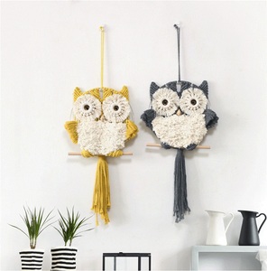<span class=keywords><strong>Tapisserie</strong></span> <span class=keywords><strong>de</strong></span> cordes en coton hibou blanc, tenture murale tissée, macramé, décoration pour la maison, pour enfant - Product Image 3