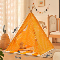 Tente de jeu intérieure pour enfants, en tissu de coton, simple couche, ouverture rapide, quatre saisons, cadre en bois, respirante