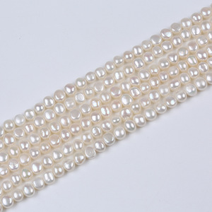 Zhuji Pearl Wholesale 5-6mm <b>White</b> Freshwater Pearl String Two Sided Light <b>Side</b> Hole Natural Baroque DIY Loose Pearls - Product Image 2