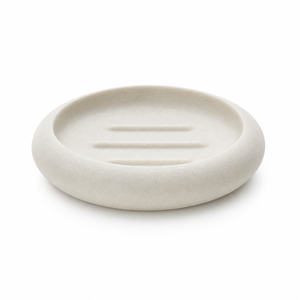 Ensemble d'accessoires de salle de bain en résine côtelée sculpturale blanche, finition grès blanc pour salle de bain moderne, vente en gros - Product Image 3