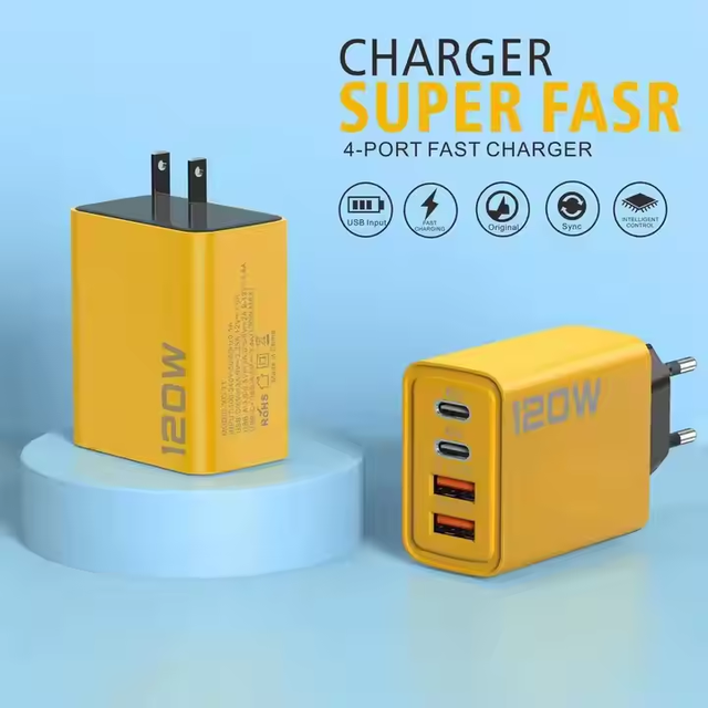Wholesale 120W PD Charger Fast Charging C Charger Adapter 4 Ports Dual USB C Wall Charger for iPhone for Samsung S23 30W for