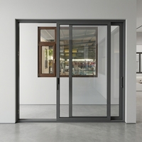 Puertas Corredizas de Aleación de Aluminio con Rotura de Puente Térmico Hechas a Medida, Puertas Corredizas Ultraestrechas, Ventanas de Doble Acristalamiento, Impermeables