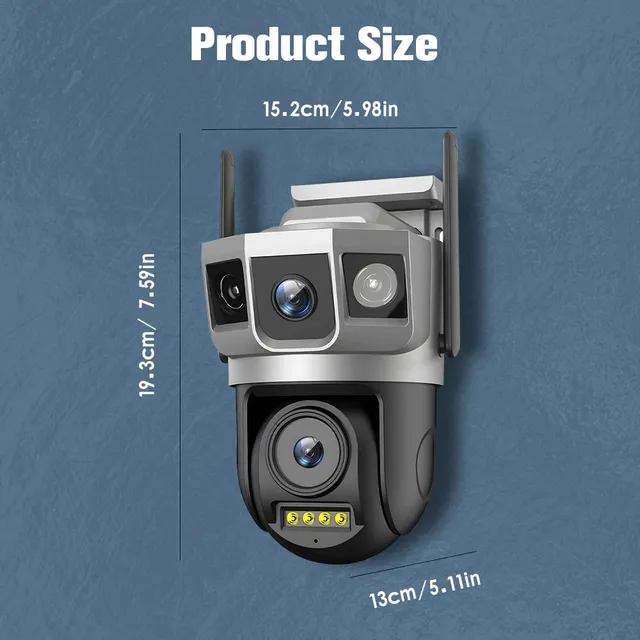 Outdoors Wifi IP PTZ Camera 5MP Triple Lens Triple Screens Human Auto Tracking 360 Rotation Night Vision CCTV Security Camera