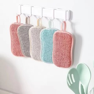 Esponja de Microfibra para Lavar Platos, 4 Piezas, Reutilizable, Lavable, con 2 Ganchos Adhesivos, Paños de Limpieza para Cocina, para Limpiar Encimeras - Product Image 1