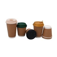 Gobelet à café jetable en papier kraft à double paroi épaissi, personnalisé, avec couvercles isolants pour boissons chaudes, idéal pour le bubble tea à emporter (vente en gros)