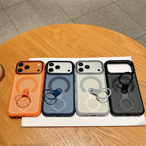 Funda magnética mate con diseño de panal para iPhone 17 16 15 Pro Max, soporte de malla transpirable con anillo y cubierta trasera ventilada - Product Image 2