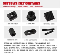 Kit de pinces à fente en T BoRui pour fraiseuse M8-M20, 58 pièces, antirouille, grande force de serrage