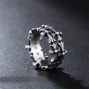 Hip Hop Retro Gothic Punk Double Cross <strong>Silver</strong> Open <strong>Adjustable</strong> Alloy Unisex Men Finger <strong>Rings</strong> - Product Image 3