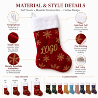 Chaussettes de Noël en velours en gros avec motif flocon de neige métallique, couleurs personnalisées pour cadeaux saisonniers, vente au détail et promotion de marque