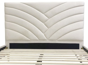 Mobili per la casa King Size velluto crema tessuto imbottito ragazza doppio materasso letto con <span class=keywords><strong>gambe</strong></span> in legno massiccio - Product Image 4