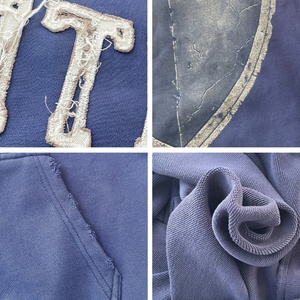 Sweat à capuche surdimensionné en coton lourd de haute qualité avec logo personnalisé, style streetwear, effet délavé vintage, broderie de patchs pour hommes - Product Image 3