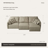 Canapé fonctionnel en cuir véritable Saffiano noir, style Bauhaus français, trois places, oreilles d'éléphant, nouveau modèle 2026, pour salon de villa, électrique