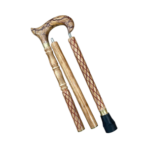 Luxury 3 Part Solid Wood Foldable Walking Cane with Carved Handle Leather Cover Portable <b>Hiking</b> Camping Travel <b>Gift</b> - Product Image 2