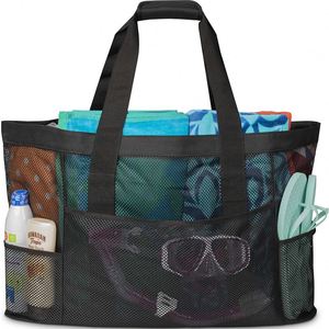 BSCI Factory XL <b>Zipper</b> Mesh Beach Shopping Bag Tote Extra <b>Heavy</b> <b>Duty</b> with <b>Zipper</b> 8 Large Pockets and Bonus Waterproof Cellphone - Product Image 1