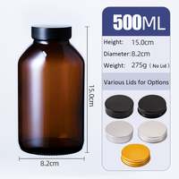 Fournisseur de flacons en verre transparent, ambré ou bleu pour pilules, 60 ml à 300 ml, pour comprimés et capsules, avec couvercle en plastique et en métal