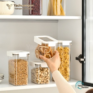Clear Square Plastic Storage Container with White Lid Classic Design All Seasons Vietnam for Food Storage <b>Camping</b> Use - Product Image 2
