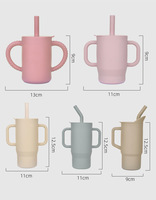 Nouvelle tasse d'apprentissage améliorée de 240 ml en silicone de qualité alimentaire, étanche, écologique, avec paille et doubles poignées, au design de dessin animé